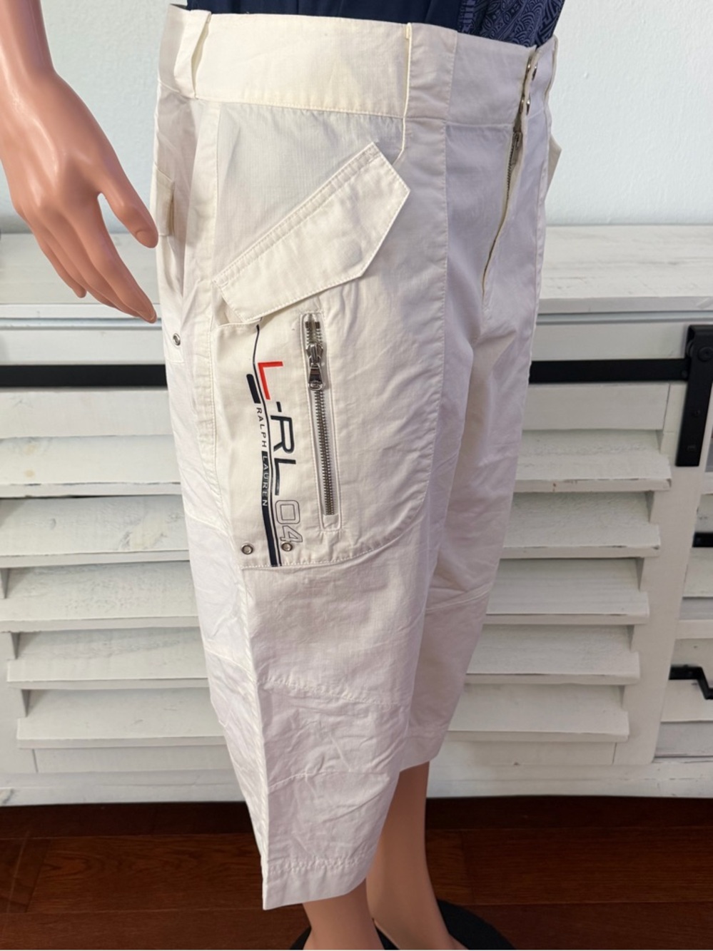 Lauren by Ralph Lauren White Capri Cargo Zip Pocket Utility Bermuda Shorts Sz 12 - Picture 5 of 12